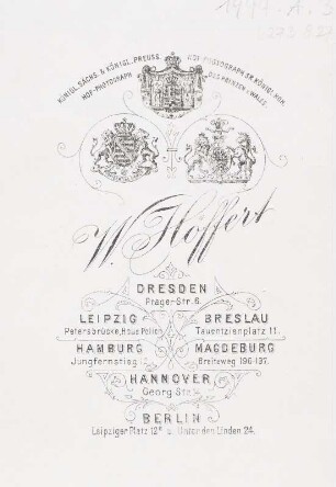 Fotografierückseite, Atelier Höffert, Dresden, 1893-99