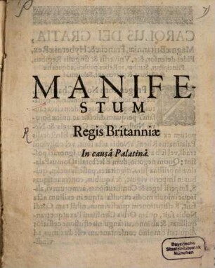Manifestum regis Britanniae in causa Palatina