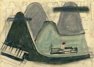 Rosenbauer, Gregor; Landschaften - Gebirgsszene mit Tal und Gebäude (Vogelperspektive)