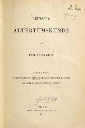 Deutsche Altertumskunde, Erster Band