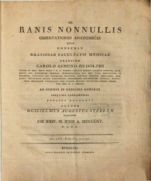 De ranis nonnullis observationes anatomicae