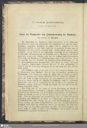 Ueber die Temperatur und Zusammensetzung der Rauchgase