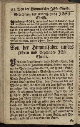 Von der Himmelfahrt unsers Herrn und Heylandes Jesu Christi