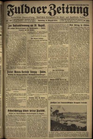 Ausgabe vom Samstag, den 11. August 1934.