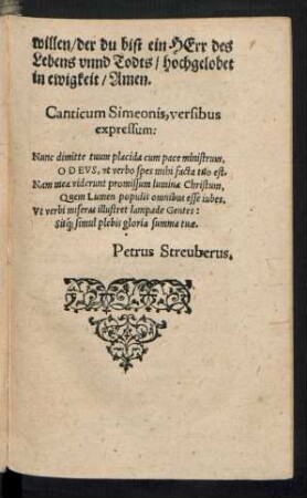 Canticum Simeonis, versibus expressum: