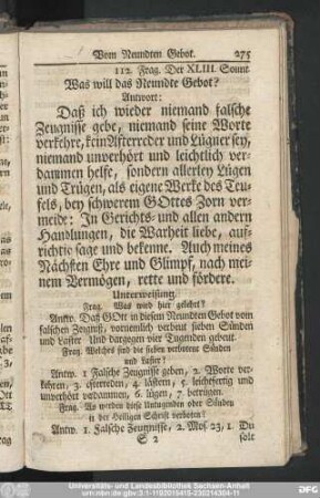 112. Frag. Was will das Neudte Gebot?