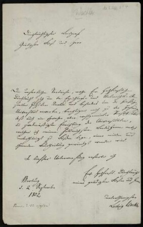 Brief von Ludwig Wachler an Wilhelm I., Hessen, Kurfürst