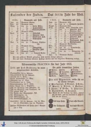 Astronomische Practica für das Jahr 1855.