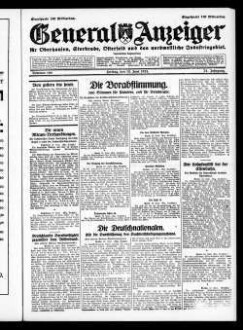 General-Anzeiger für Oberhausen, Sterkrade, Osterfeld und das nordwestliche Industriegebiet. 1921-1930