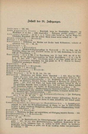 Inhalt des 26. Jahrganges