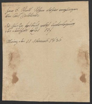Lieferschein für "Die Jüdin Textbuch" : 21.11.1836