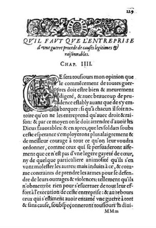 Qv'Il Favt Qve L'Entreprise d'vne guerre procede de causes legitimes & raisonnables. Chap. IIII.