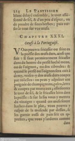 Chapitre XXXI. œufs à la Portugaise