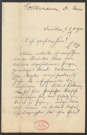 Brief an B. Schott's Söhne : 02.05.1901
