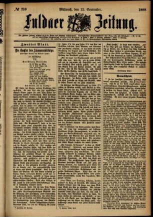 Zweite Ausgabe vom Mittwoch, den 12. September 1888.