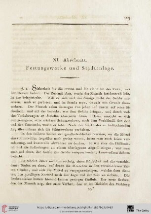 XI. Abschnitt: Festungswerke und Stadtanlage
