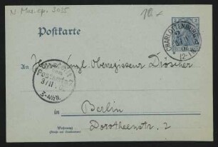 Postkarte an Georg Droescher : 03.11.1902