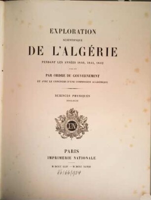 Exploration Scientifique De L'Algérie Pendant Les Années 1840, 1841, 1842. 4,1