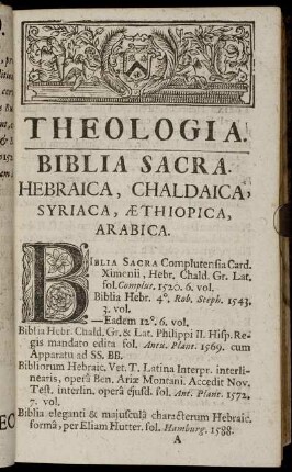 Thelogia. Biblia Sacra.
