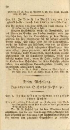 Dritte Abtheilung. Eigenthums-Sicherheits-Polizei.