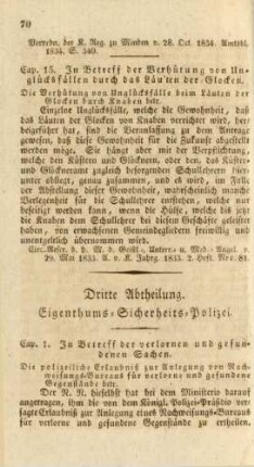 Dritte Abtheilung. Eigenthums-Sicherheits-Polizei.