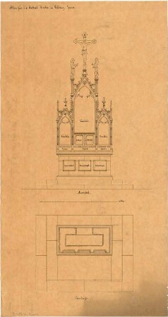 Schmidt, Heinrich von; Veldenz / Mosel; Kath. Kirche - Altar (Grundriss, Ansicht)