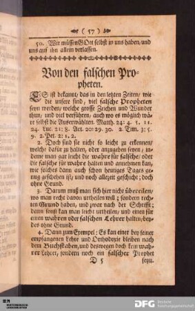Von den falschen Propheten.