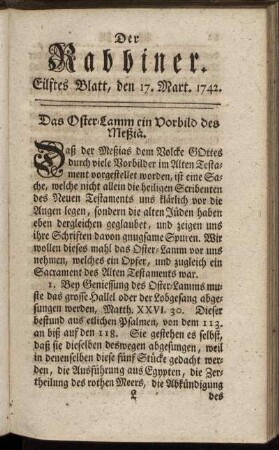 Eilftes Blatt, den 17. Mart. 1742.