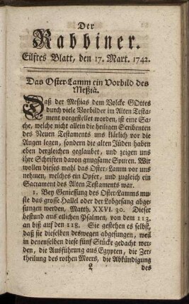 Eilftes Blatt, den 17. Mart. 1742.