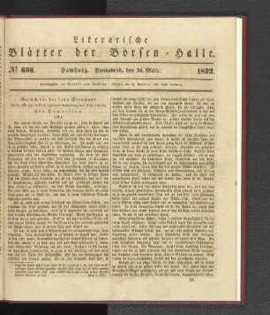 No 696. Hamburg. Sonnabend, den 24. März. 1832.