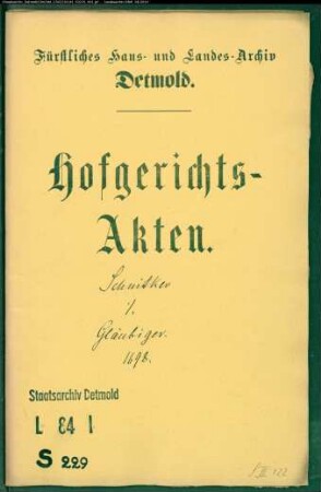 Schnitker, Joh. Henrich in Lemgo gegen Meybohm, Hofham (in Bremen) und Windhorn - Schuldforderung