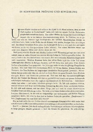In schwerster Prüfung und Bewährung
