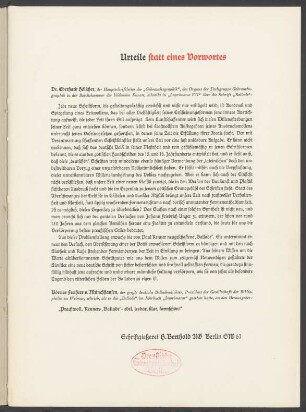 Urteile statt eines Vorwortes