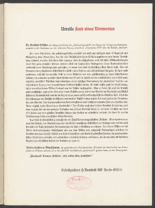Urteile statt eines Vorwortes