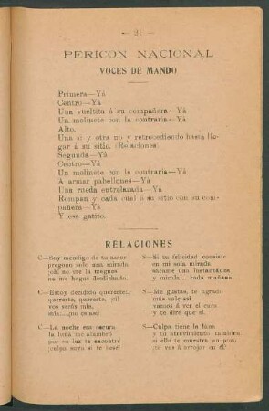 Pericón nacional : Voces de mando