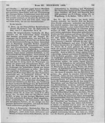 [Schriften in Bezug auf die Säcularfeier der Berner Reformation] Appenzeller, J. C.: Thomas Wyttenbach oder die Reformation zu Biel. Bern: Stämpfli [s.a.]