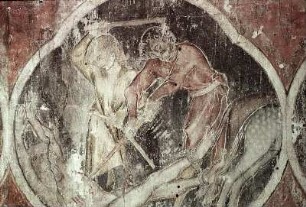 Der heilige Hippolytus wird von Pferden geschleift und geschlagen