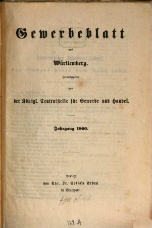 Gewerbeblatt aus Württemberg. 1860