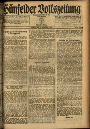 Ausgabe vom Samstag, den 27. November 1920.