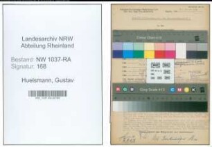 Entnazifizierung Gustav Huelsmann , geb. 03.05.1900 ()