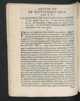 Sectio III. De Editionibus Graecis V. T.