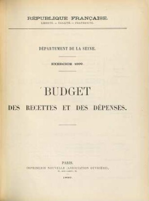 Budget des recettes et des dépenses. 1892