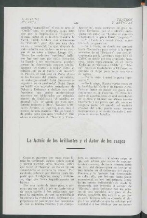 La Actriz de los brillantes y el Actor de los rasgos