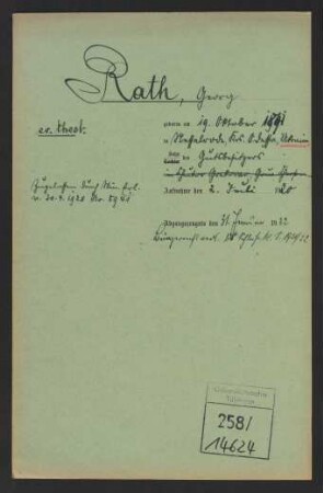 Rath, Georg * 19.10.1891