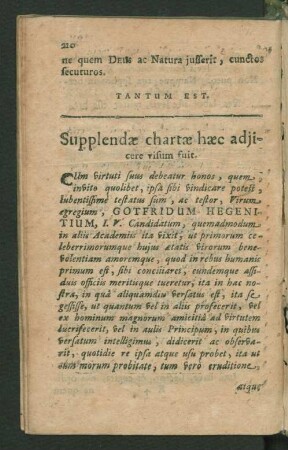 Supplendae chartae haec adiicere visum fuit.