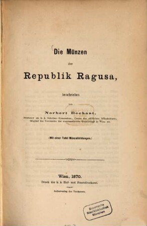 Die Münzen der Republik Ragusa