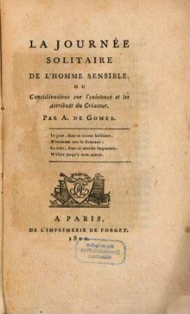 La journée solitaire de l'homme sensible