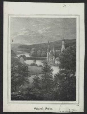 Ansicht von Schloss Stein in Hartenstein, Lithographie, 1835 : Schloß Stein. - [Dresden] : [Pietzsch] , [1835]. - 1 Kunstblatt : Lithogr. ; 14 x 17 cm