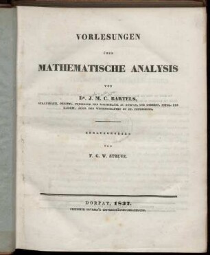 Vorlesungen über Mathematische Analysis