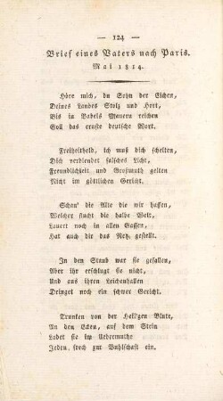 Brief eines Vaters nach Paris. Mai 1814